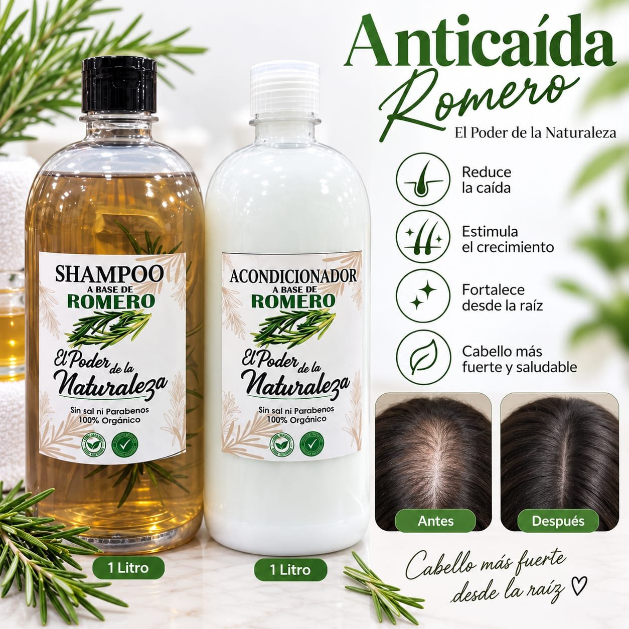SHAMPOO Y ACONDICIONADOR ANTI-CAIDA POR 1LITRO!