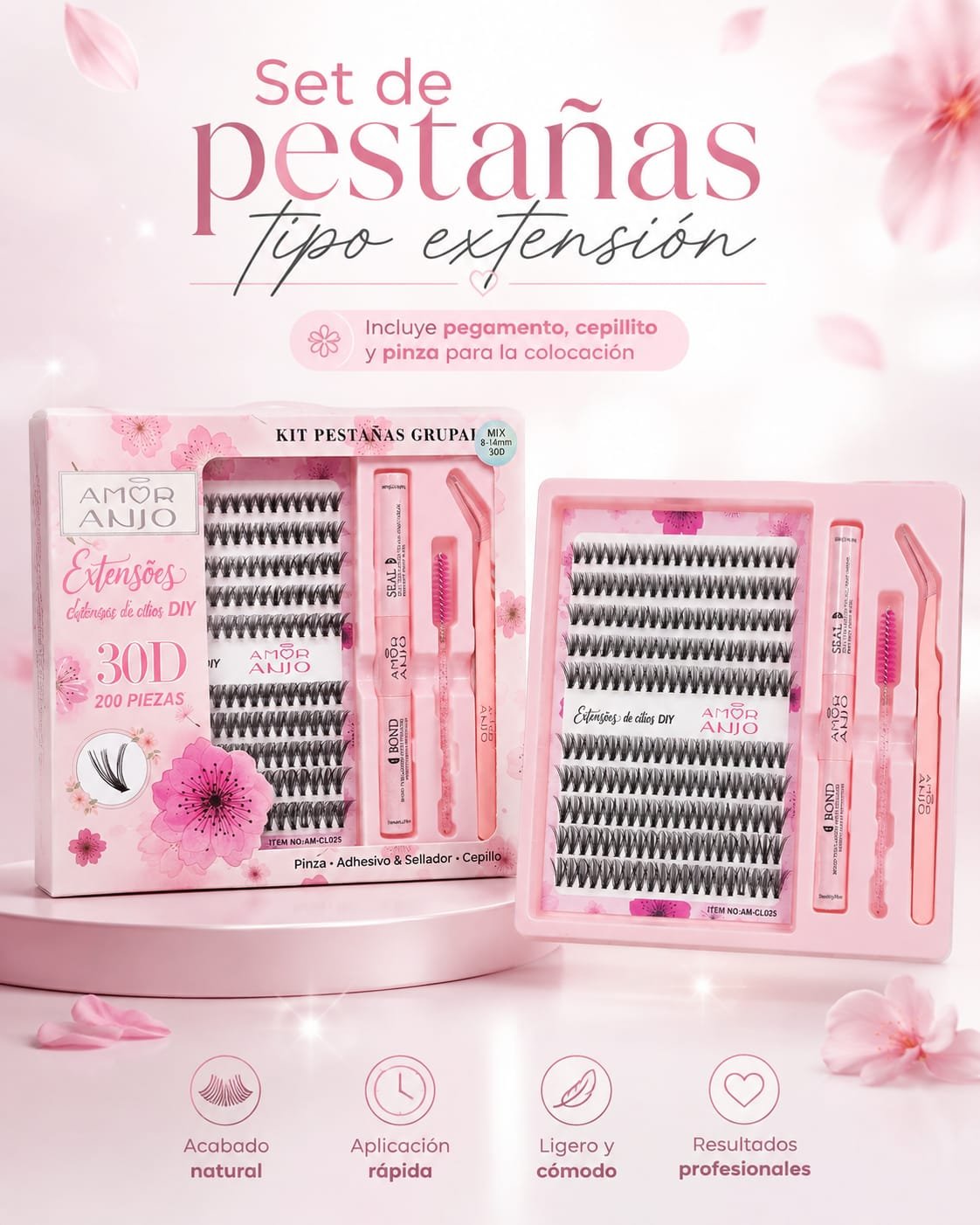 KIT DE PESTAÑAS CON PEGAMENTO