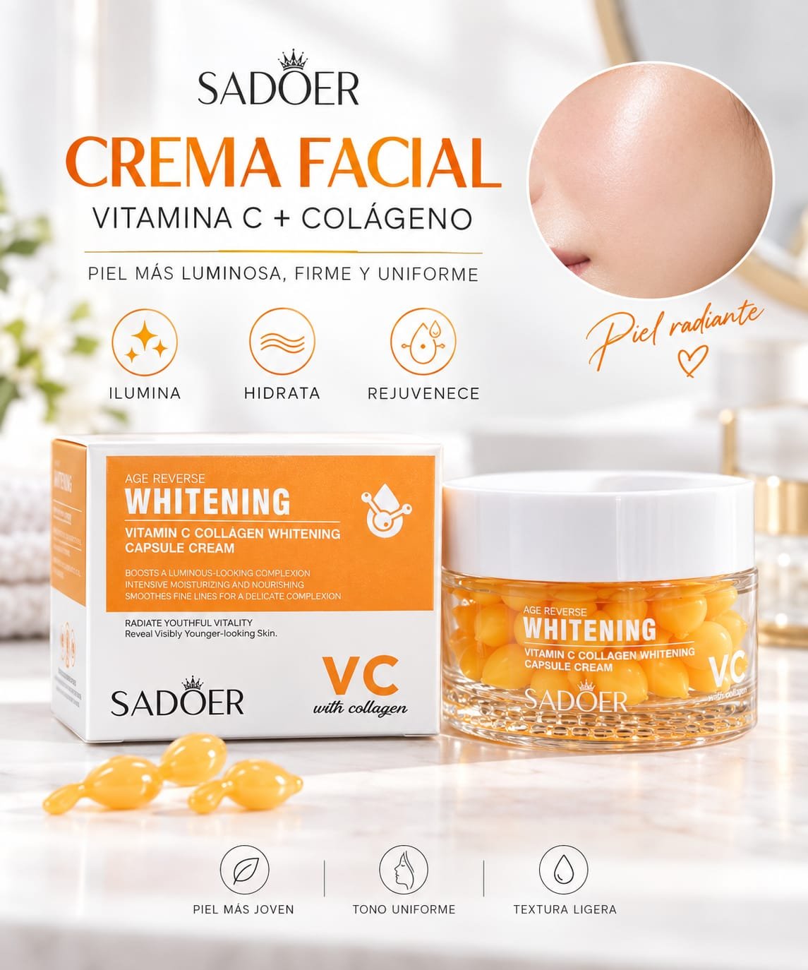 SADOER CREMA  CON COLAGENO Y VITAMINA C CON BLANQUEADOR