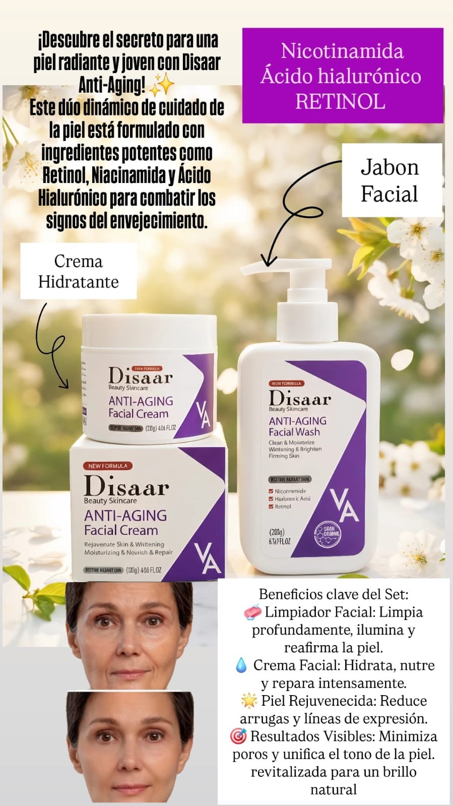 KIT DE CREMA HIDRATANTE Y JABON FACIAL ANTI-AGING