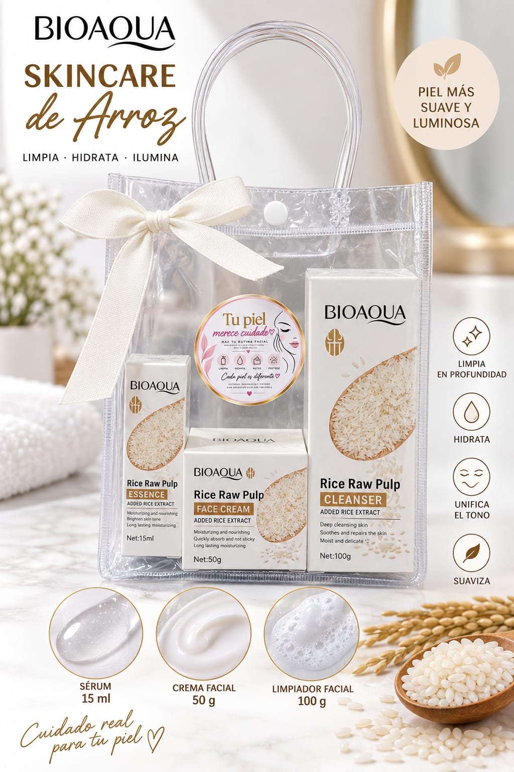 BIOAQUA SKINCARE DE ARROZ KIT COMPLETO