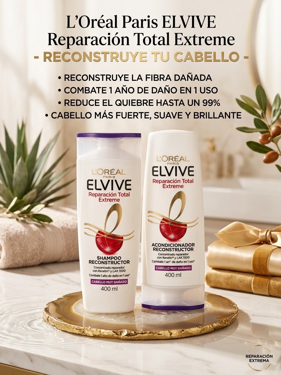 COMBO  SHAMPOO Y ACONDICIONADOR ELVIVE POR 400 ML.