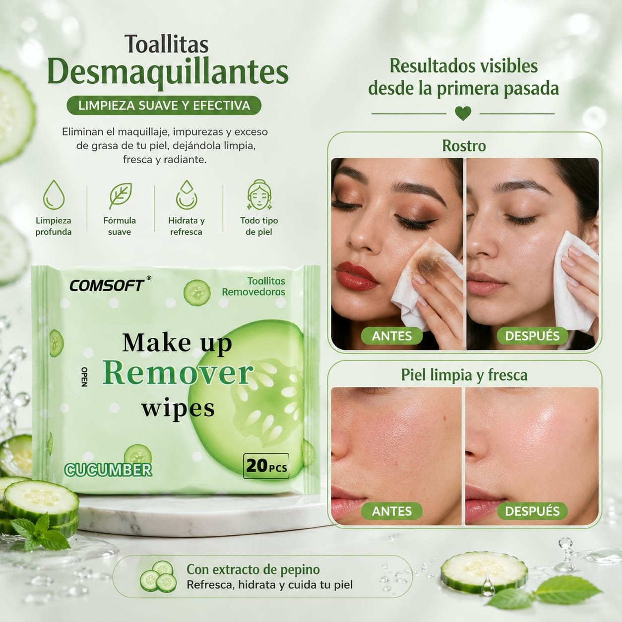 TOALLITA DESMAQUILLANTE DE PEPINO