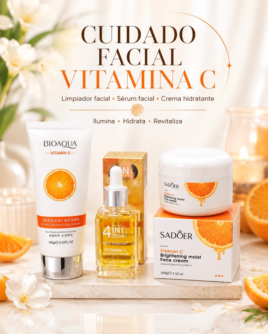 SET DE CUIDADO FACIAL CON VITAMINA C