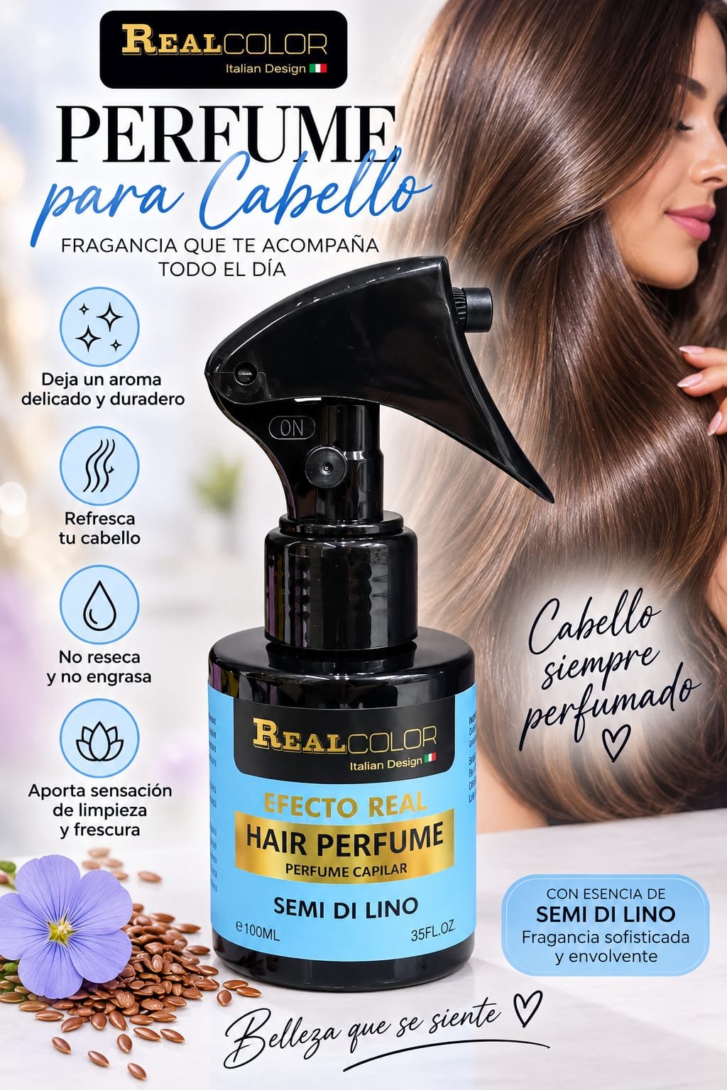 PERFUME PARA CABELLO CON SEMILLA DE LINO