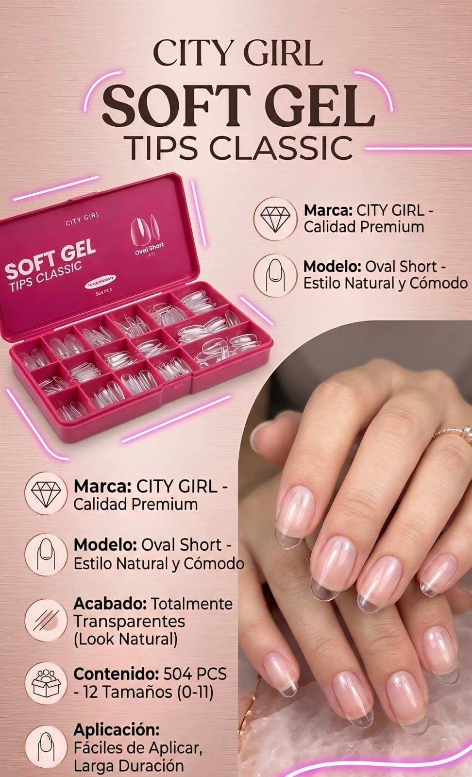 Tips Para Soft Gel CITY GIRL