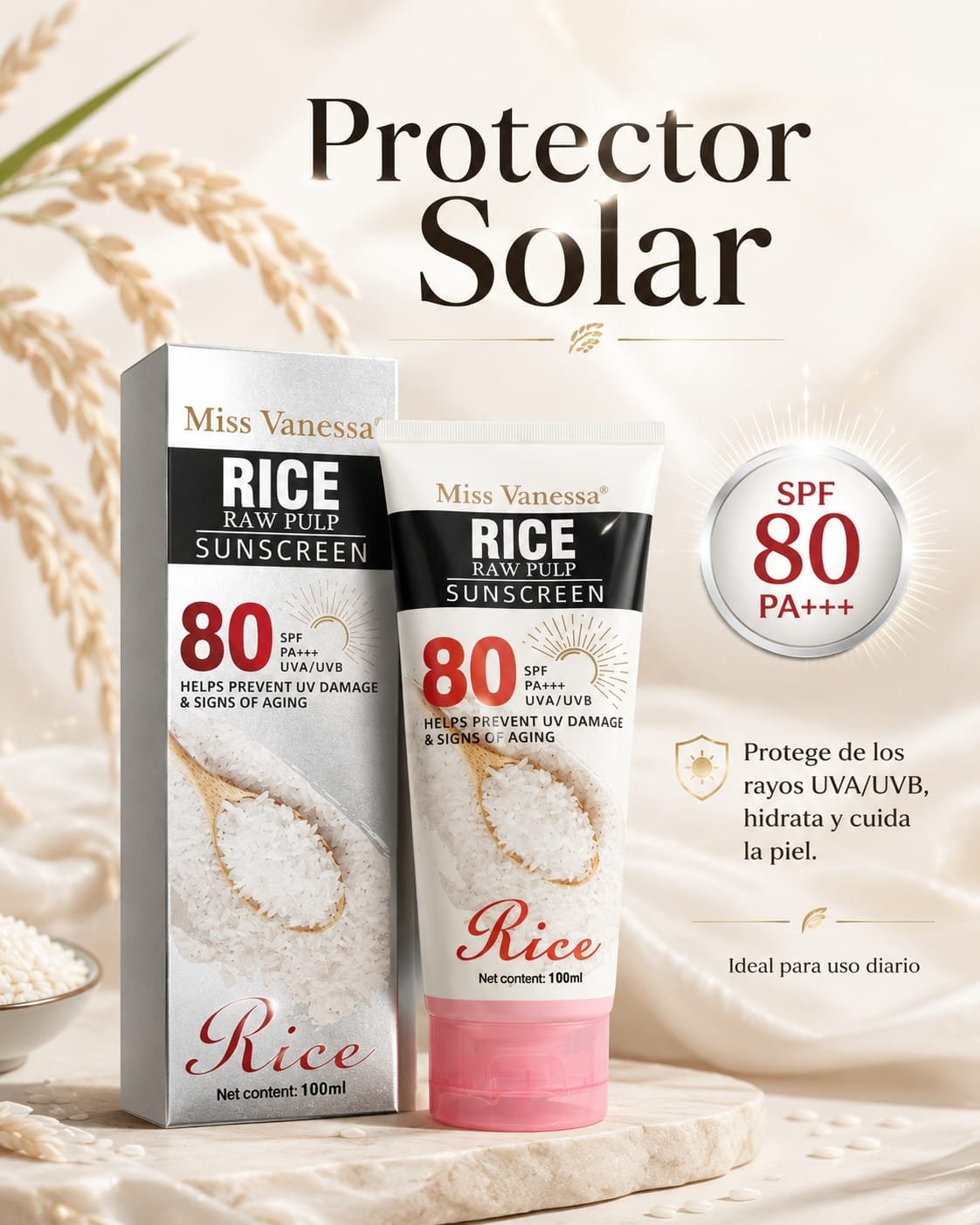 PROTECTOR SOLAR CON ARROZ