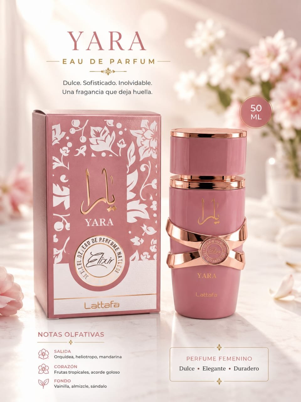 PERFUME YARA POR 50 ML.